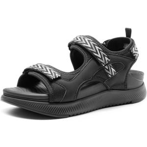 DREAM PAIRS Women's Walking Sandals Arch Support Orthopedic Recovery Hiking Sandals Thick Athletic Cushion Adjustable Strap for Plantar Fasciitis (6, All Black)