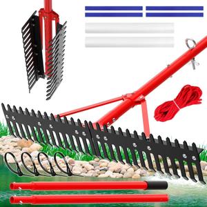 Adjustable Aquatic Weed Rake 2026 Upgrade Patents Pending,Heavy Duty Aluminum Pond Rake,Double Sided Floating Lake Rakes for Removal of Weeds, Leaves & Floating Scum