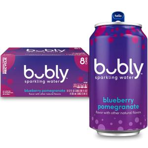 bubly Sparkling Water, Blueberry Pomegranate, Zero Sugar & Zero Calories, 12 Fl Oz Cans (Pack of 8) (EXP 08/17/26)