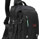 NICGID Sling Bags Chest Shoulder Backpacks, 12.5'' 13.3'' 14.1'' 15.6''Laptop Backpack Crossbody Messenger Bag Travel Outdoor (Black-nylon)