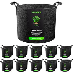 18-Pack 10 Gallon Grow Bags, Heavy Duty Thickened Nonwoven Fabric Pots with Handles for Flowers Fruits and Vegetables Black