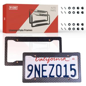 2 x Black License Plate Frames, 2 Pack Universal Car Tag Frame for License Plate for Front and Rear, Automotive Exterior Accessories with Screw Caps for Men & Women