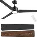 52 inch Ceiling Fans with Lights and Remote, Dimmable 3 Color temperatures LED, Reversible with Quiet DC Motor, 3 Blade High CFM Indoor Outdoor Modern Ceiling Fan for Bedroom Living Room (Black)