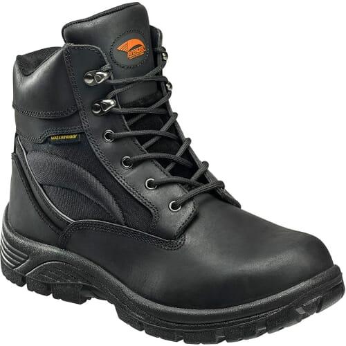 Men's Leather Safety Boots - Black, Size 14, Wide