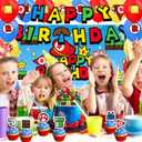42pcs Super Brother Birthday Party Decorations Includes Cake Toppers,Cupcake Toppers, Banner, Backdrop, Balloons - Super Game Theme Party Supplies Set for Boys Girls