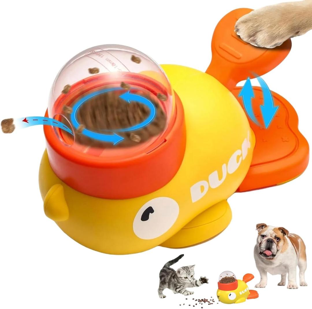 Dog Treat Dispenser Toy, Cat Puzzle Feeder, Interactive Durable Yellow Duck-Shaped Puzzle Feeder for Dog Cat Treat Toy (Duck)