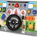 Toddlers Busy Board with Led Light Switch Montessori Wooden Educational Toys for Baby Boys Age 3 4 5 Year Old, Fidget Board Sensory Toy Preschool Learning Fine Motor Skills