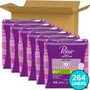 Poise Daily Liners, Incontinence Panty Liners for Bladder Leaks, 2 Drop Very Light Absorbency, Long Length, 264 Count of Pantiliners (6 Packs of 44)