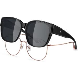 LOHO Polarized Sunglasses Over Glasses Women Men, 5.8 in Wide 2.28 in Height Oversized Sunglasses to Fit Over Glasses, UV400