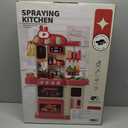 47PCS Kids Kitchen Playset with Sound & Light, Cooking Stove with Steam, Play Sink and Toy Kitchen Accessories - Pretend Kitchen Play Food Toys for Boys and Girls, Toddler Kitchen Set (Red)