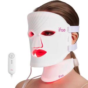 Red Light Therapy Mask for Face and Neck, 7 Colors with NIR Led Face Mask Light Therapy with Eye Protection and Remote, Rechargeable Ergonomic Design for True Anti-Aging Skincare at Home White