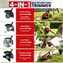 12-Inch Cordless Electric Weed Wacker, 2x3.0Ah 21V Battery Powered Weed Eater with Wheels, 800W Brushless Motor, Lawn Mower with 4 Types Blades, 20000RPM Brush Cutter Grass Trimmer for Garden Yard, Large