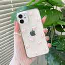 2 x NITITOP Compatible with iPhone 11 Case Clear Cute Sparkly 3D Bow Bling Glitter Bowknot for Women Girls Ultra Slim Anti-Yellow Protective Phone Cover - Pink