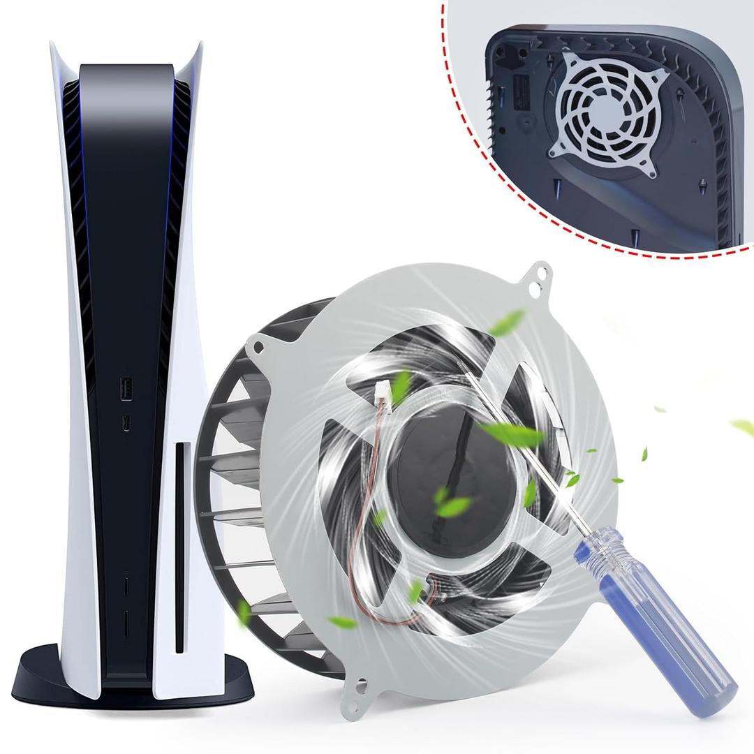 Internal Cooling Fan Replacement for Sony PlayStation 5 PS5 23 Blades Fan 17 Blades Fan Cooler PS5 CPU Cooling Fan with T8 Screwdriver