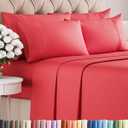 Queen Sheets Set 6 Piece - Bed Sheets Queen Size - Soft Hotel Luxury Bedding - Cooling, Comfy & Breathable - 1 Flat & 1 Fitted & 4 Pillowcases with Deep Pockets - Wrinkle Resistant & Fade Free - Red