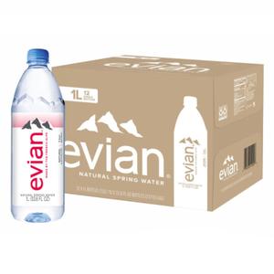 Evian Natural Spring Water, 1 L bottle, 12 pack, Best By 08/15/2023