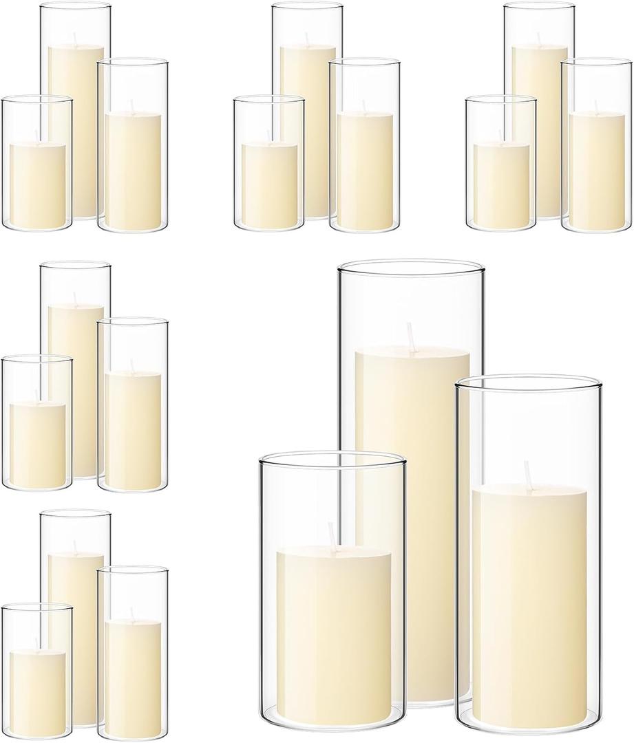 Shihanee 36 Pillar Candles,3'' X 5.9", 7.9", 9.8",Clear,Ivory