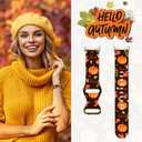 Christmas Halloween Thanksgiving Band Compatible with Fitbit Versa 3/Fitbit Versa 4/Fitbit Sense/ 2, Smartwatch Holiday Women Men Silicone Replacement Strap for Fitbit Versa 3/4, Fitbit Sense/ 2 (Pumpkin&Leaves)