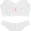 WDIRARA Women's Plus Size Lace Trim Ruched Underwire Lingerie Set Bralette and Panty Set (White, L)