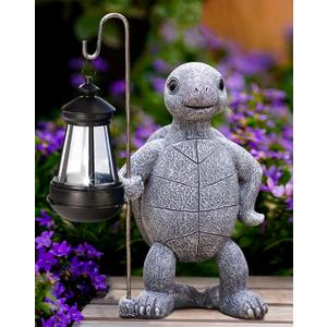 Garden Turtle Statue with Solar Lantern - Outdoor Garden Decor for Outside Yard Patio Balcony Lawn Decor - Unique Gardening Gifts for Mom Grandma (Copper)