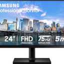 SAMSUNG FT45 Series 24-Inch FHD 1080p Computer Monitor, 75Hz, IPS Panel, HDMI, DisplayPort, USB Hub, Height Adjustable Stand, 3 Yr WRNTY (LF24T454FQNXGO),Black