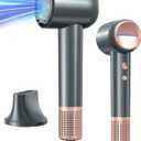 Hair Dryer, 130000 RMP High-Speed Brushless Motor Blow Dryer for Fast Drying, 500 Millions Negative Ionic Hairdryer with Nozzle for Travel Salon, 4 Temps & 2 Speeds