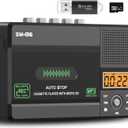 SEMIER Small Cassette Tape Player, USB C or SD Card Audio Cassette to MP3 Digital Converter, Record to Cassette/Computer/SD Card via Mic, Loud Speaker, Headphone Jack, 16GB SD Card for Type I Tapes