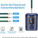Electric Pencil Sharpener Heavy-Duty Helical Blade Sharpener USB/Battery Operated for No.2/ (6-8mm) Pencils with Auto Stop & Cleaning Brush in School/Classroom/Office (Blue no Adapter)