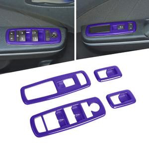 Voodonala Window Lift Switch Power Window Control Regulator Button Embellishment Trim for 2011-2025 Dodge Charger Durango, for 2010-2017 RAM, Interior Accessories ABS Purple 4pcs