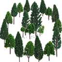 Bememo 22 Pieces Model Trees 1.18 to 6.29 Inch Mixed Miniature Fake Diorama Tree Train Railroad Architecture Scenery for DIY Projects Crafts Scenery Landscape, Natural Green