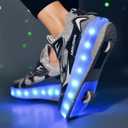 Roller Skate Shoes for Boys and Girls Kids LED Light Up Fashion Sneakers with Rechargeable and Detachable Wheels The Gift for Party Birthday Christmas Day (Blue)