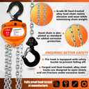YATOINTO Chain Hoist 1/2 Ton (1100Lbs) Capacity 10FT, Manual Hand Lift Chain Block Hoist with 2 Heavy Duty Hooks, Industrial Grade Structures, Hand Chain Hoist for Garages Automotive Machinery