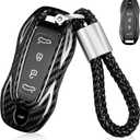 T-carbon Glass Fiber Car Key Cover Compatible with Porsche Macan 4 EV Electric Model 2024/2025 (Black)