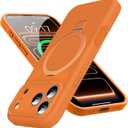 Mag-Ring Designed for iPhone 17 Pro Max Case, Liquid Silicone [Moisturizing Factor] Extreme Soft Slim Phone Case with Stand [Compatible with Mag Safe] for 17 Pro Max 6.9 inch Men Women, Orange