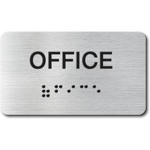Office Signs with Raised Text & Grade 2 Braille, Brushed Aluminum/Silver Finish Easy Install with Double-Sided Tape, ADA Compliant Office Door Sign
