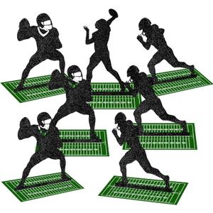 BBTO 9 Pieces Football Table Centerpiece Party Decorations Football Player Silhouette Centerpieces, 8 Inches and 3 Styles