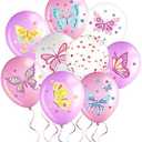 Libima 25 Pcs Butterfly Birthday Decorations Butterfly Birthday Party Balloons Pink Purple Fairy Latex Balloons Decorations for Girls Princess Women Baby Shower Wedding Grad Party Supplies (Classic)