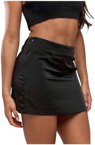 SweatyRocks Women's Satin Mini Skirt Summer High Waisted Bodycon Short Skirts Black M