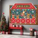 Winter Deer Bulletin Board Decorations Set Christmas Reindeer Stable Elk Cutouts Chalkboard Decor Xmas Bulb Paper Cutting with Borders for Door Wall School Classroom Winter Holiday Party Supplies