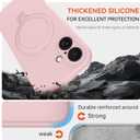 Compatible with iPhone 17 Case Stand, Slim Comfortable Liquid Silicone Phone Cases Fit for iPhone 17 Compatible with MagSafe Magnetic Ring Kickstand Stand Case Full Camera Protection, Pink