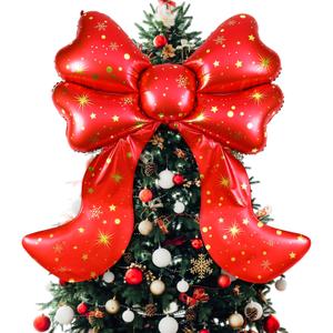 Jenaai Extra Large Christmas Tree Topper Bow Balloon 69x60 Inch Giant Red Bow Balloon Christmas Party Decorations for Holiday Xmas Wreath Outdoor Front Door Home Wall Backdrop Decor(Snowflake)