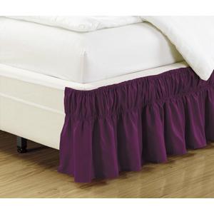 Fancy Collection Queen - King Easy Fit Bed Ruffle Wrap Around Elastic Bed Skirt with 17" Drop New Easy Install Solid Dark Purple