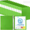 Henoyso 36 Pcs 1.5 Inch 3 Ring Plastic Binder Bulk,Tender Green