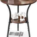 Dulcii Small Round End Table for Narrow and Small Space, 3-Tier Round Accent Couch Beside Table, Modern Side Table Corner Sofa Table Nightstand for Living Room Bedroom (Rustic Brown)