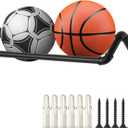 Basketball Wall Mount-Sports Organizer For Garage,2ball Storage Rack,Soccer Wall Holder,Male Boy Room Black Ball Holder