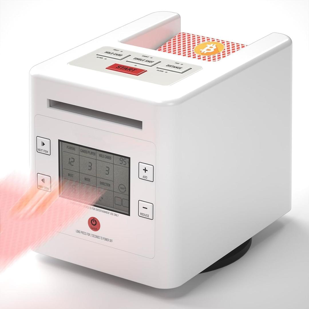 4 Deck Automatic Playing Card Dealer Machine, Card Dispensing Machine for Uno Texas Blackjack Holdem, Algorithmic Shuffling, 2Ah Rechargeable Battery 2.3 Display 90 180 360 Rotating, 12 Players