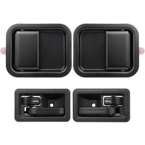 Exterior & Interior Door Handles Compatible with 1997-2002 Jeep Wrangler with Full Doors, Replace# 79540 79541 55176383AE 55176382AE 55176477AC 55176476AC (4Pcs Outer & Inner)