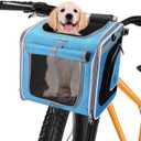 Dog Bike Basket, Foldable Pet Carrier, Adjustable Shoulder Strap Backpack, Portable Breathable Basket Bag for Dogs and Cats