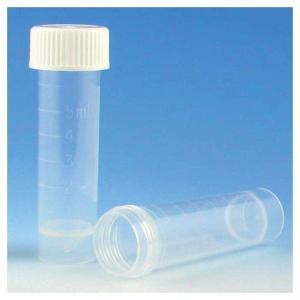 Globe Scientific 6102 Polypropylene Molded Graduations Conical Bottom Self Standing Transport Tubes with Separate White Polyethylene Screw Cap, 10ml Capacity 