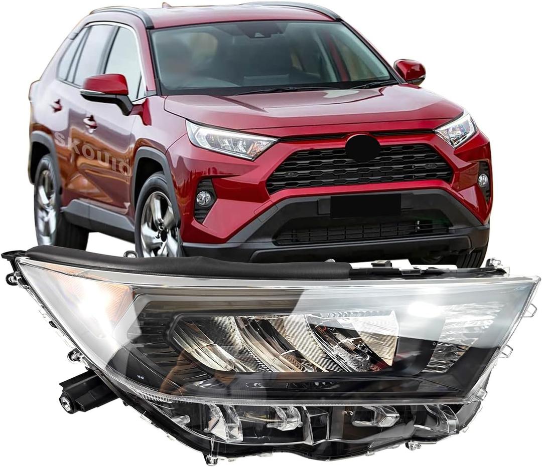 Headlights Replacement for 2019-2022 Toyota RAV4 LE XLE, Headlight Clear Lens Right Passenger Side Front Head Light Headlamp Replacement for 2019 2020 2021 2022 Toyota RAV4 LE XLE